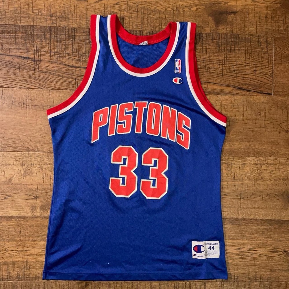 Champion Basketball Jersey Mens 44 Blue Retro 90s Grant Hill Detroit Pistons 33